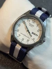 Vintage PULSAR by Seiko Men’s 36mm Watch Silver Tone Day/Date New NATO Band,Runs