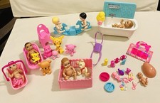 Used Lot Of Barbie Or Other Doll Baby’s With Accessories In Good Used Condition