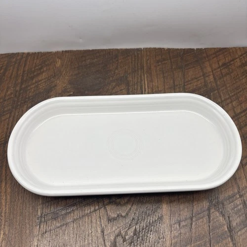 RARE HLC Fiestaware White 12” Oval Oblong Serving Tray Homer Laughlin Fiesta USA