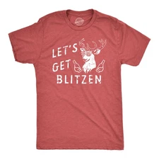 Mens Lets Get Blitzen T Shirt Funny Xmas Partying Drinking Santas Reindeer Tee