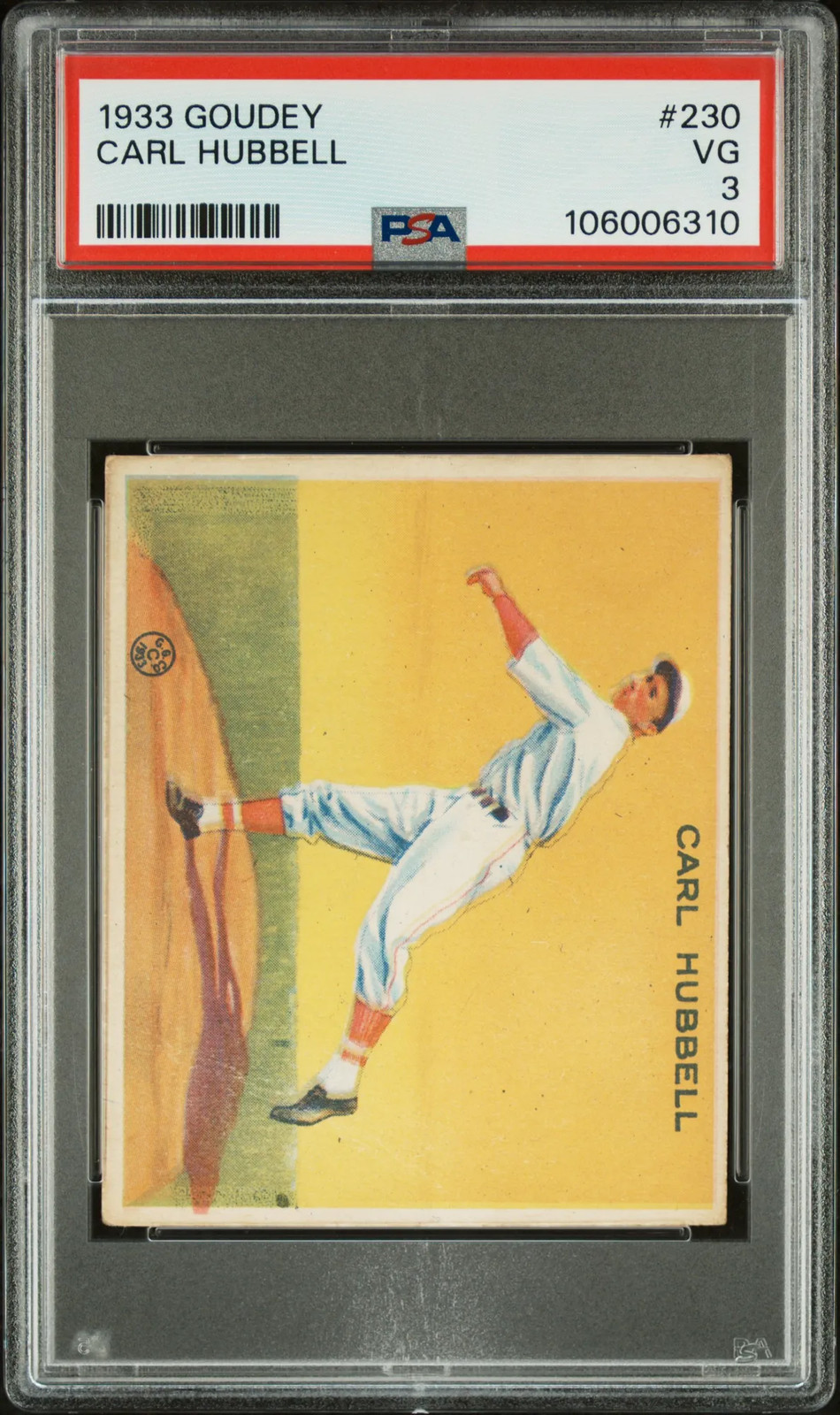 1933 Goudey Carl Hubbell #230 PSA 3