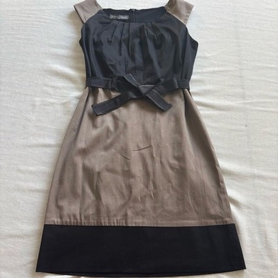 Sandro Ferrone Black Taupe Babydoll Mini Dress EU 42 / US S Italy