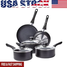 Non-Stick Cookware 8-Piece Soft-Touch Handles Pots Pans Casserole Spiral Bottom
