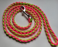 Paracord Braided Dog Leash Lead 6 ft Lime Green  Pink Med or Lg Dog Training