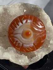 Natural stone, front and back carving, hand-carved, Tibet, Buddha eye, Yin