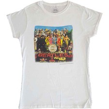 Image of The Beatles T Shirt Sgt Pepper Official Womens New White skinny fit