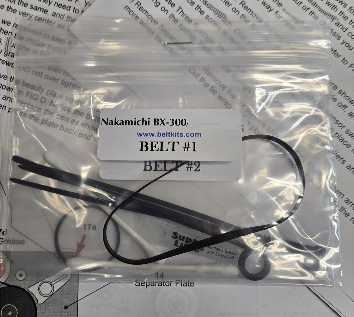 Nakamichi BX-300 cassette deck belt kit COMPLETE with CAD