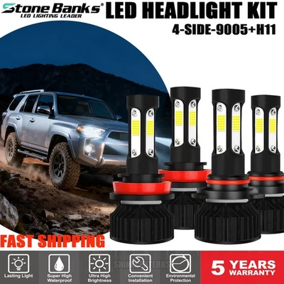 STONEBANKS For Toyota 4Runner 2006 2007-2020 LED Headlight High Low Beam White Bulbs Kit 4x