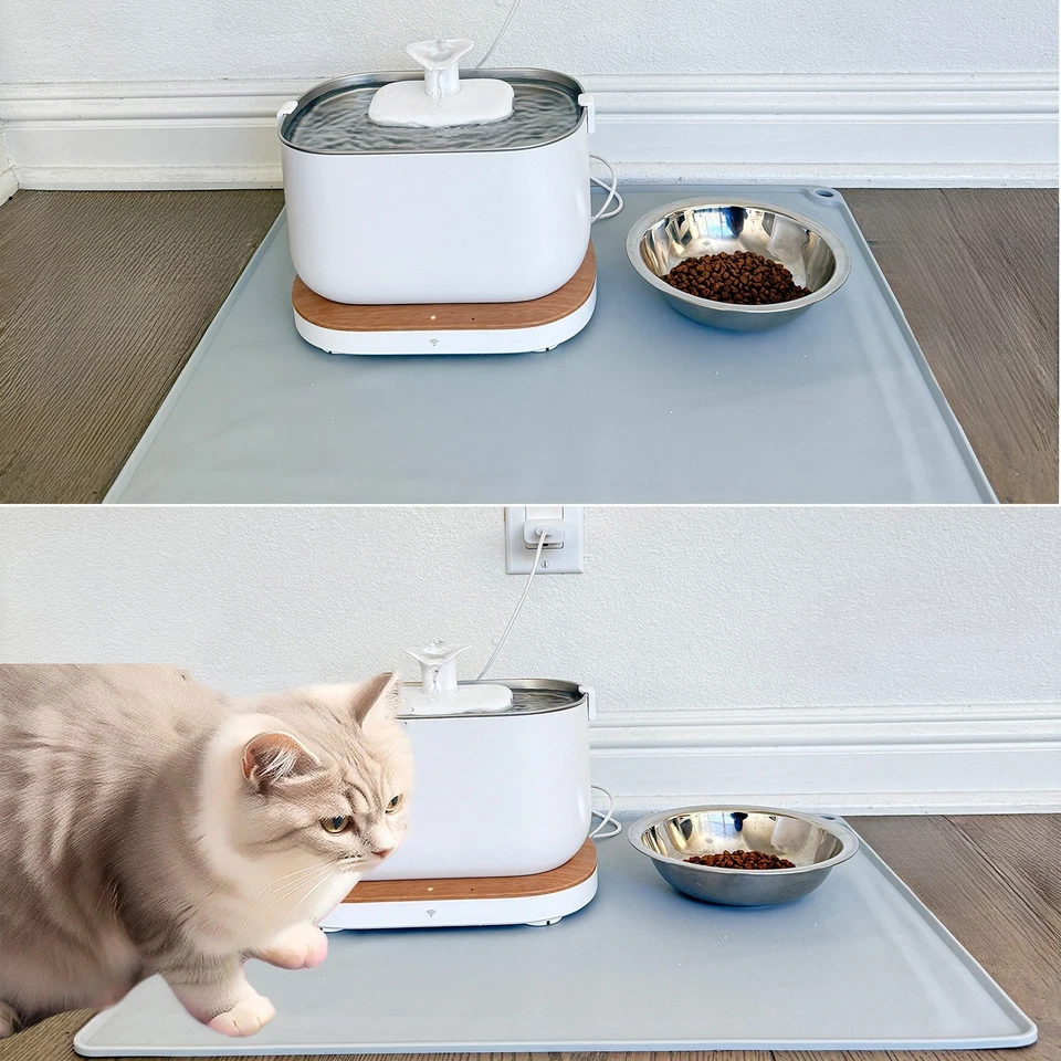 Alfombra de comedor de silicona para mascotas perro gato alfombra de comida impermeable antideslizante fácil de limpiar Foto 3 de 4