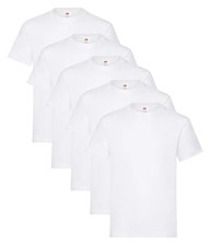Fruit of The Loom SS048 Men's T-shirt - White, Pack of 5 Large