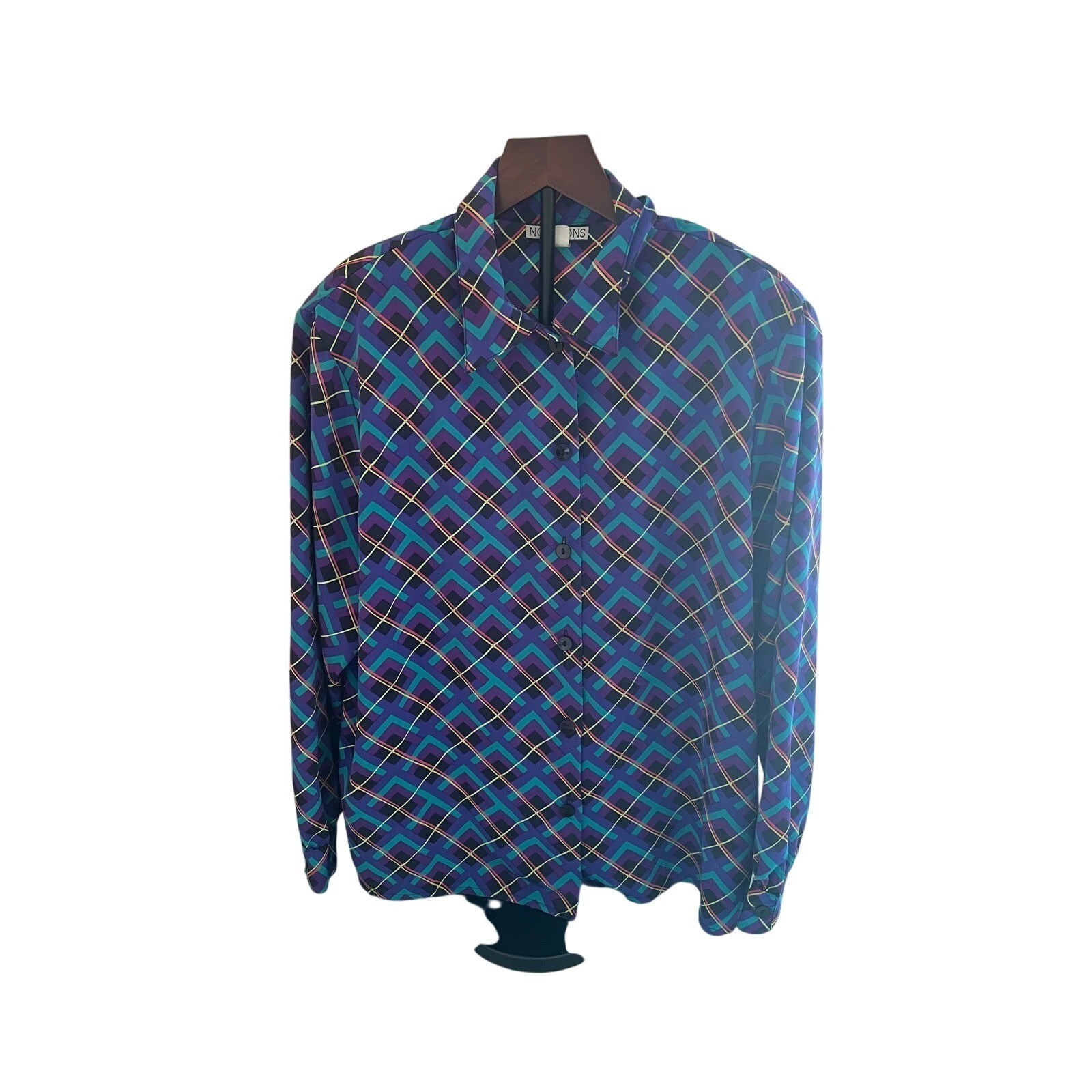 Notations Vintage Plaid Button Down Top Long Slee… - image 1