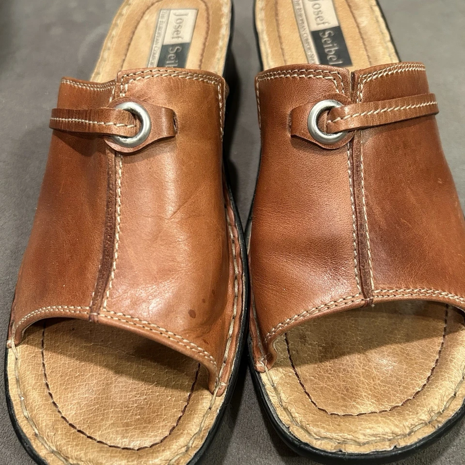 Zapatos Sandalia Josef Seibel Cuero Tacón Mula Para Mujer Talla 10 EE. UU./41 UE Marrón Y2K Foto 4 de 4