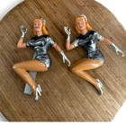 2 Vintage 1950's Hard Plastic Sterling Beer Girl s From Lighted Sign 7⅓" Tall