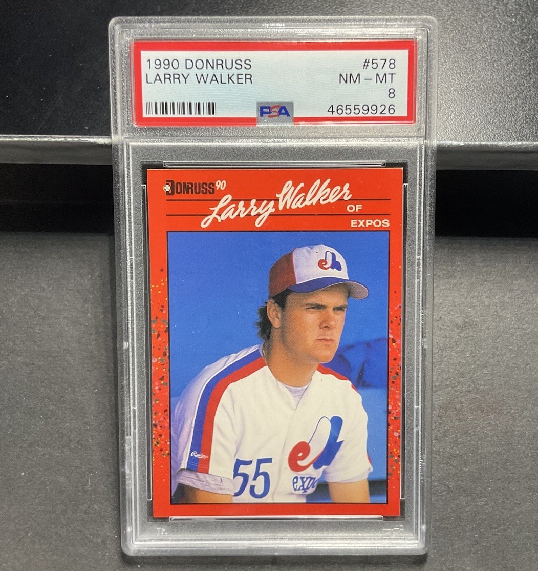 1990 Donruss #578 Larry Walker Rookie Baseball Card PSA 8 Near Mint-Mint