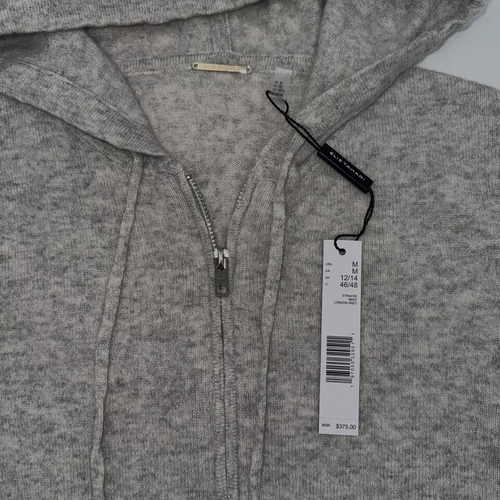 Elie Tahari Cashmere Full Zip Hoodie Zip Up Hooded Sweater Grey M;NWT$375 - Picture 11 of 11