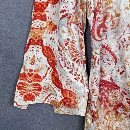 Chicos 100% Leinen Top Gr. 2 Petite Woven Tunika Pullover 3/4 Arm Popover 2P NEU - Bild 6 von 16