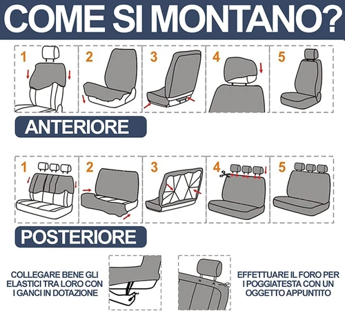 COPRISEDILI AUTO COMPATIBILI CON YPSILON MADE IN ITALY SET COMPLETO VARI COLORI - Foto 6 di 29