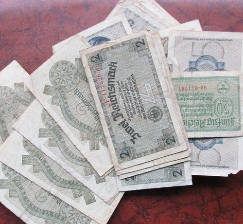 Lot of 100 WW2 50,5,20,1,0.5 REICHSMARK NAZI GERMANY CURRENCY GERMAN BANKNOTES - Picture 5 of 9
