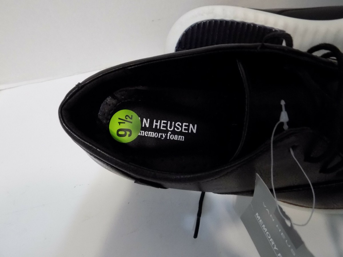 New Van Heusen Black Dress Shoes Man Made Uppers Men\'s Foam White Sole Size 9.5 Van Heusen Shoes for Men for sale | eBay main image 2