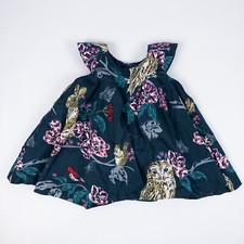 Tea Collection Caledonian Forest Animal Print Party Dress Dark Green Sz 6-9m