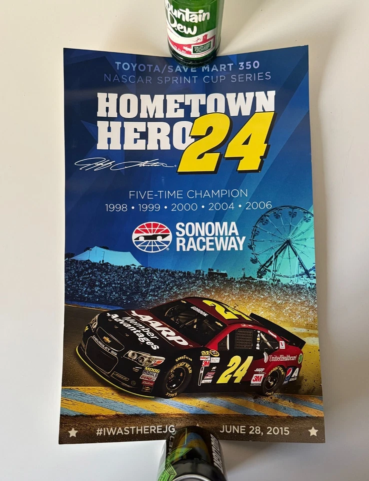 Toalla y póster de inicio Sonoma Final 2015 vintage NASCAR JEFF GORDON #24 Foto 2 de 2