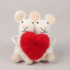 Cutest Needlefelt Mouse Couple with Heart Ornament Valentine Wool Lovers Gift