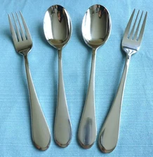 New Oneida ICARUS Glossy 4pc Stainless Serving Flatware Spoons Forks