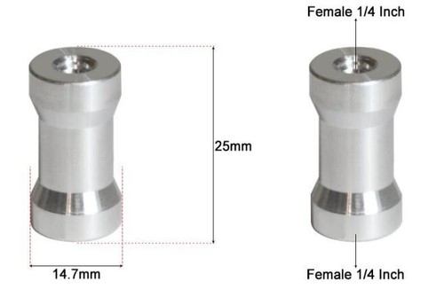 Female 1/4" - Female 1/4" Stativ Zoll Adapter Schraube Aluminium CS141 - Picture 2 of 2