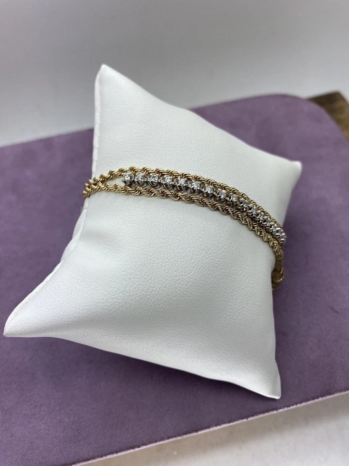 Pulseira de corda dupla ouro amarelo 14kt 0,40 ctw I1, diamante G-H 8" 1005793-2 - Imagem 3 de 4