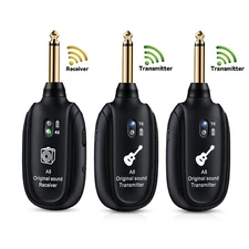 UHF Wireless Guitar System Dual Transmitter & 1Receiver for Electric Guitar Bass