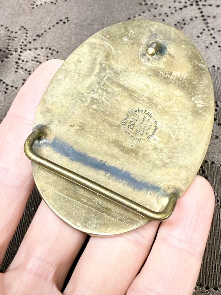 Harley Marine est. 1987 Brass Belt Buckle Anacortes Brass Works 2012