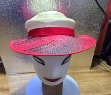 MONTECRISTI GENUINE PANAMA HAT BLACK RED--XLNT!!!