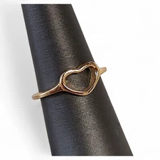 Gold Tone Hollow Heart Ring Size 6.25