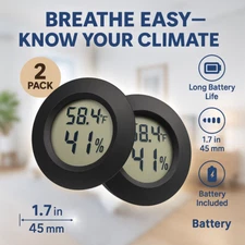 Digital Hygrometer Thermometer Indoor Temp Humidity Gauge Reptile Tank 2 Pack
