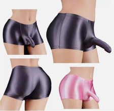 Mens Boxer Briefs Oil Shiny Underwear Ice Silky Stretch Super Smooth Underpant