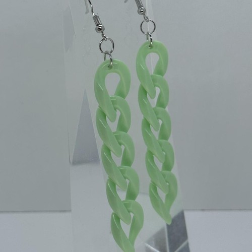 Acrylic chain earrings, long kitsch earrings pink blue purple 10.5 cm long - Picture 72 of 84