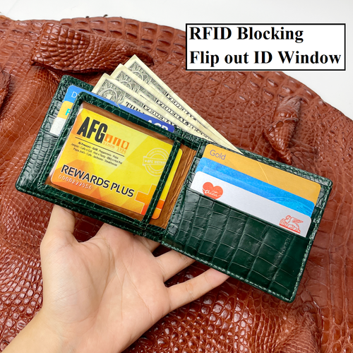 Real Crocodile/Ostrich Bifold Leather Wallet Men's Credit Card Wallet RFID Block - Picture 55 of 141