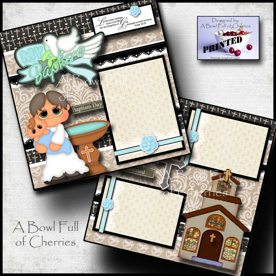 Baptism boy premade scrapbook pages paper printed layout album