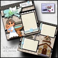Baptism boy 2 premade scrapbook pages paper printed layout 4 album by cherry