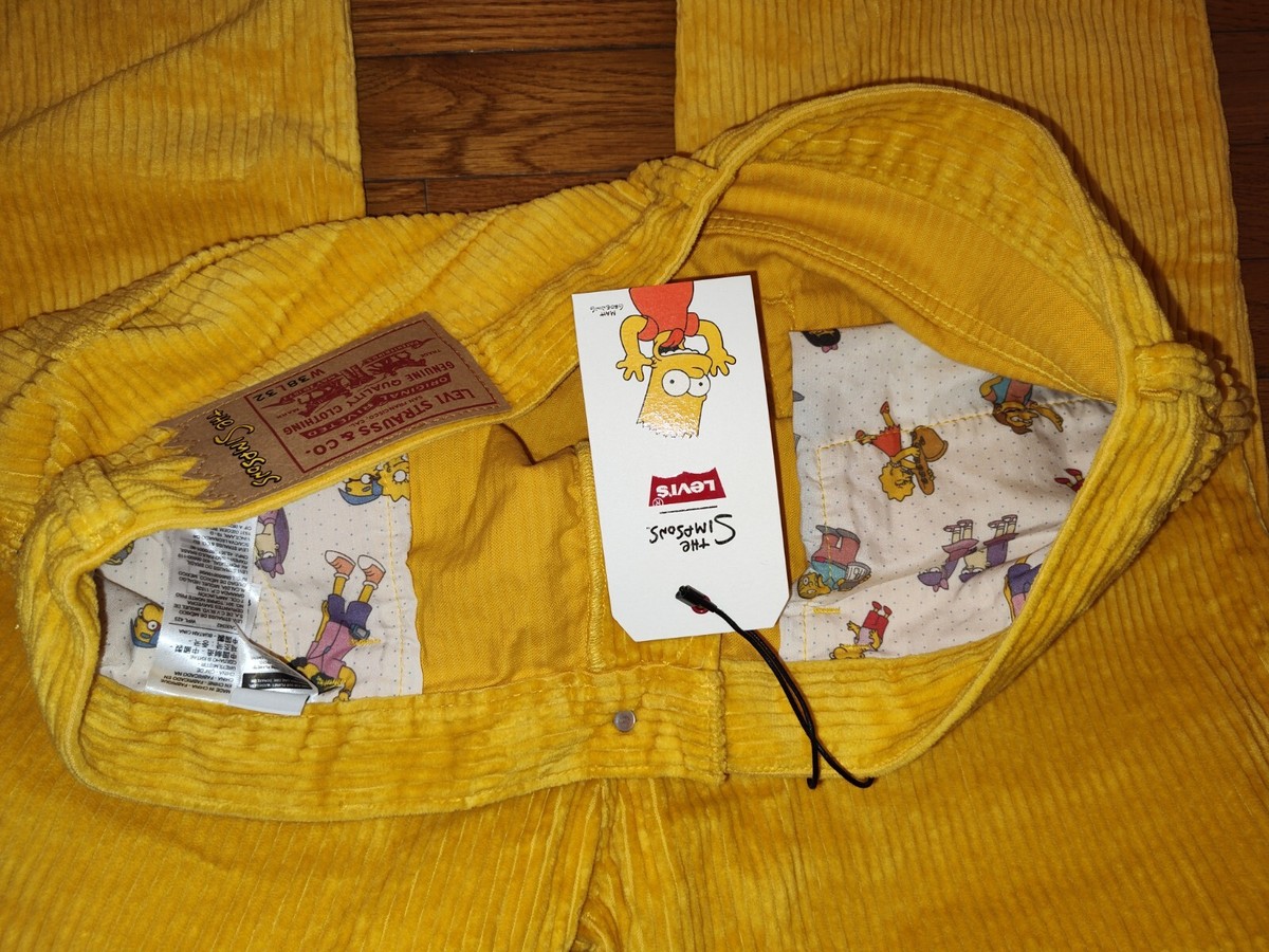 Levis x The Simpsons Yellow Corduroy Pants Jeans Men's Size