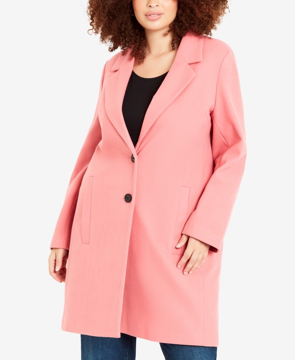 Evans City Chic Ladies Long Crombie Jacket Coat size 16 plus, Pink