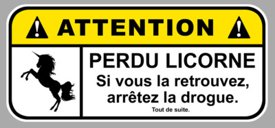 ATTENTION STOP STICKER FUNNY UNICORN HUMOROUS STICKER 12x5.5 AA217