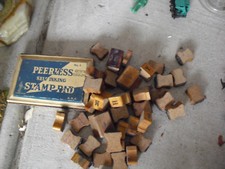 Lot of Vintage Wood Number and Letter Stamps with Stamp Pad Tin