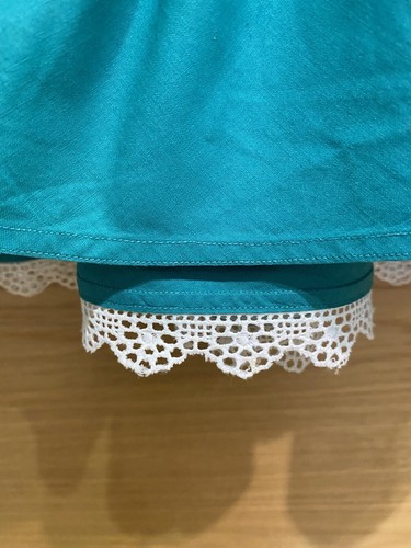 Harrods Vintage Made To Order Bohemian Style Green Skirt With Lace Trim W28” - Picture 9 of 12
