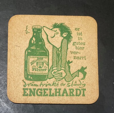 ENGELHARDT CHARLOTTENBURGER PILSENER. gutes bier vernarrt SQUARE BEER COASTER C