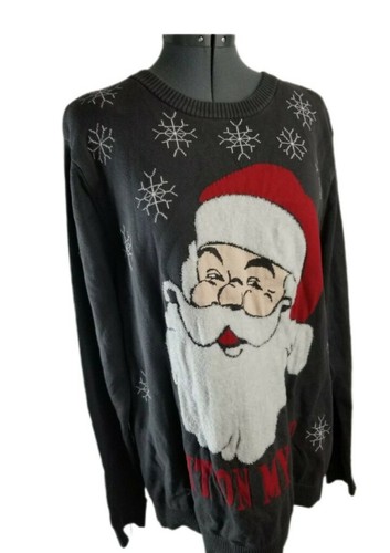 Christmas Ugly Holiday Sweater Santa, Sit on my Lap.. Mens Size Large Mossimo - Picture 2 of 6