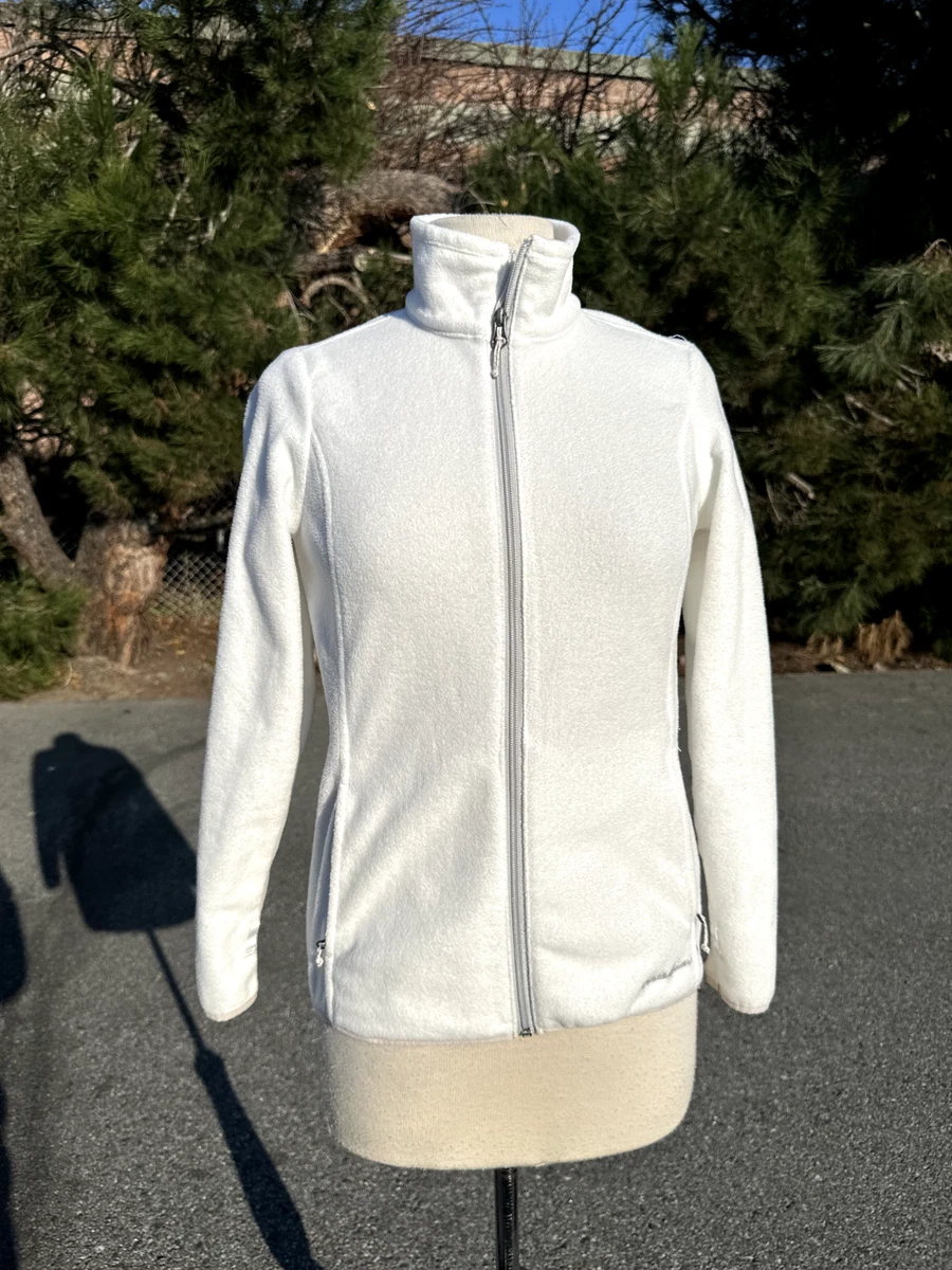 Eddie Bauer Jacket Extra Small White Fleece Long Sleeve Zip Pockets Womens