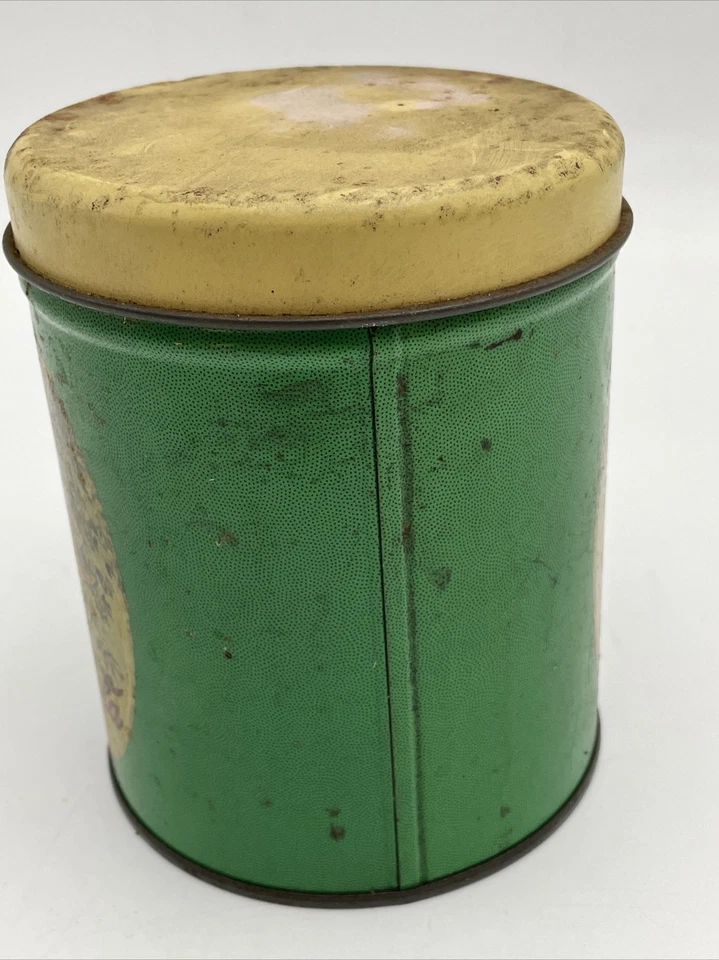 Vintage Coca Cola Round Tin Container Green Can Yellow Lid Victorian Lady Coke - Image 4 of 4