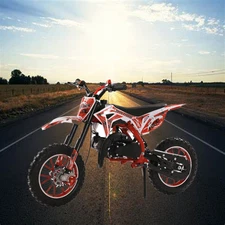49cc 2-Stroke Kids Dirt Bike, Gas Power Motocross, Off Road Mini Motorcycle, Red