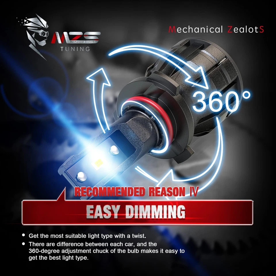 2Pks MZS 9005 LED Light Bulbs 17000LM 6500K 70W HB3 Fog Light w/ Fan Cool White - Image 4 of 4